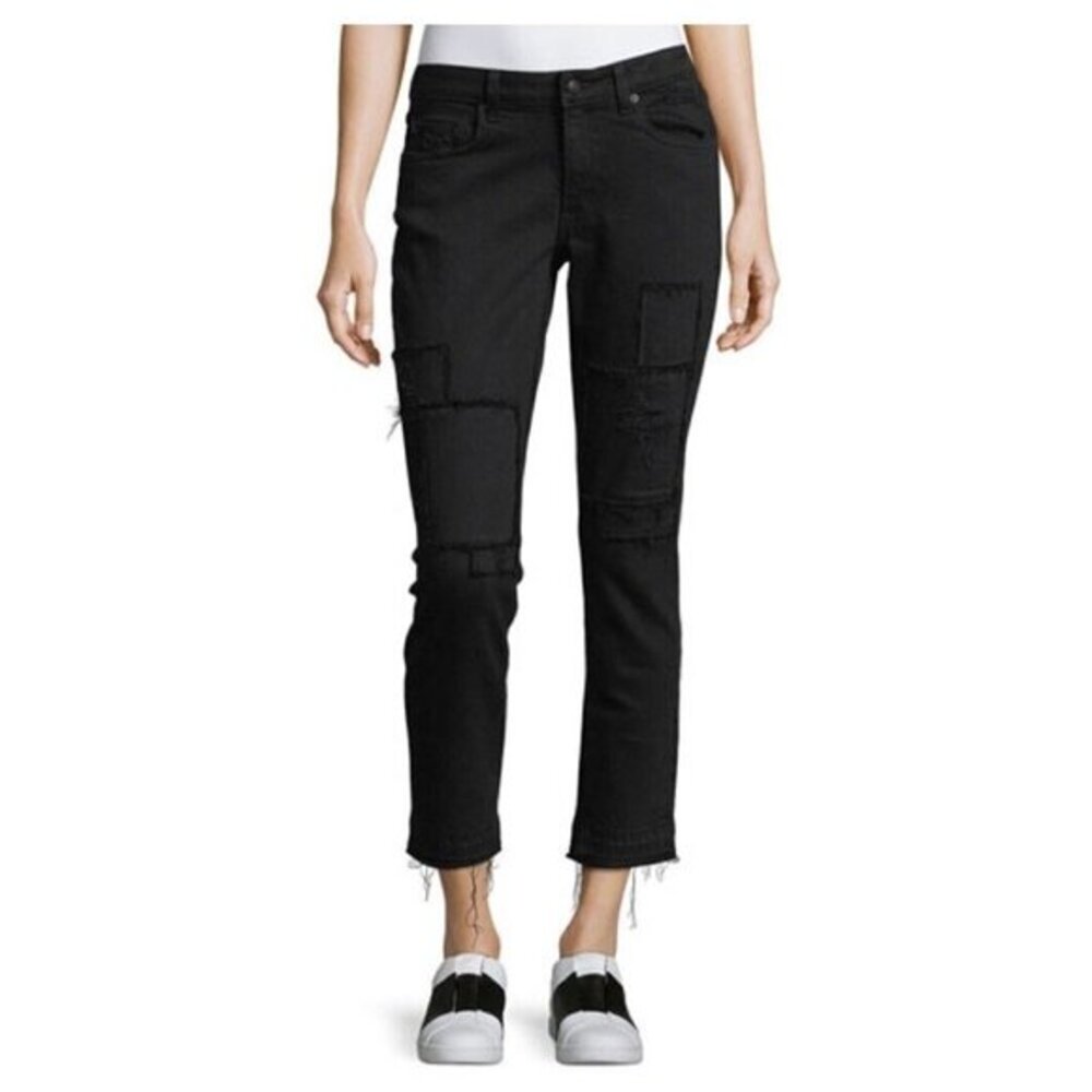 Derek Lam 10‎ Crosby Mila Slim Girlfriend Jeans Patchwork Black Size 28